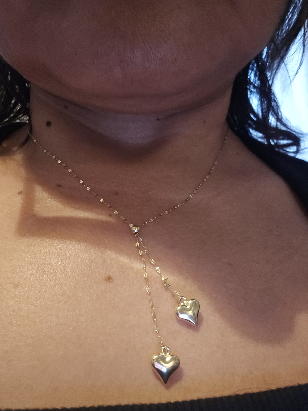 Gold Heart Lariat Necklace - Gold Tone